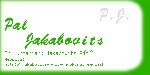 pal jakabovits business card